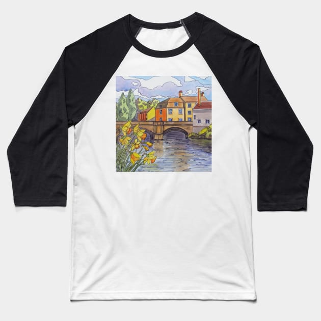 Memories of Stamford, England Baseball T-Shirt by bevmorgan